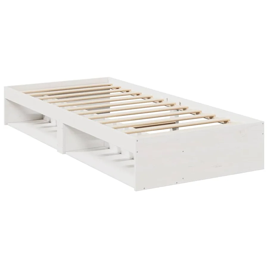 Lit de jour avec matelas blanc 100x200 cm bois de pin massif - 4