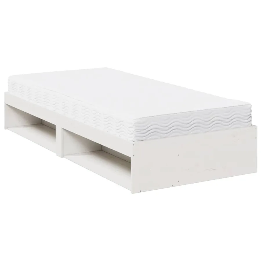Lit de jour avec matelas blanc 100x200 cm bois de pin massif - 5