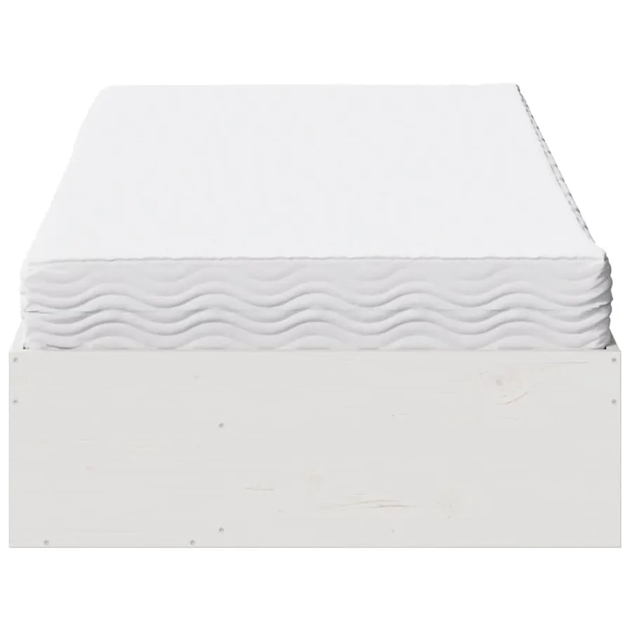 Lit de jour avec matelas blanc 100x200 cm bois de pin massif - 6