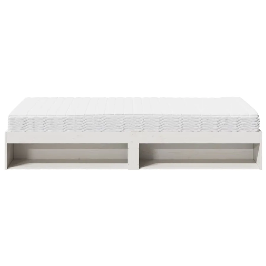 Lit de jour avec matelas blanc 100x200 cm bois de pin massif - 7