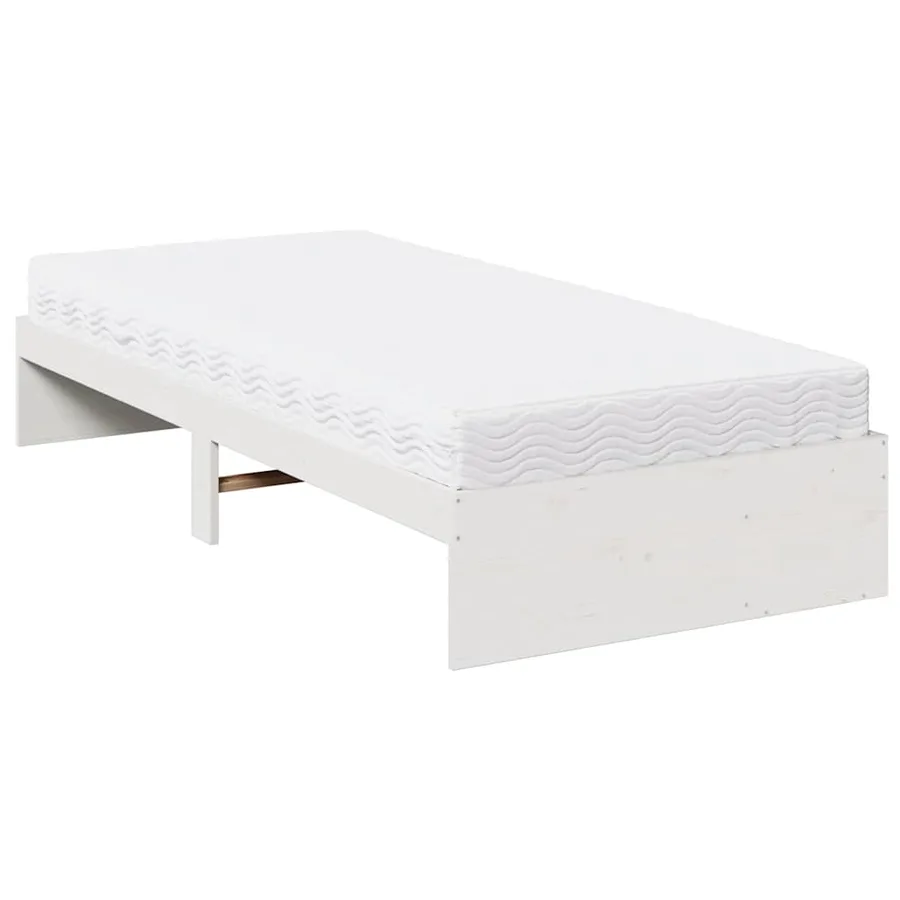 Lit de jour avec matelas blanc 100x200 cm bois de pin massif - 8