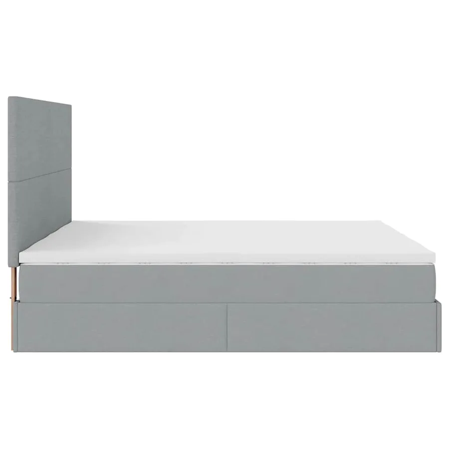 Cadre de lit ottoman et matelas gris clair 160x200cm tissu - 8