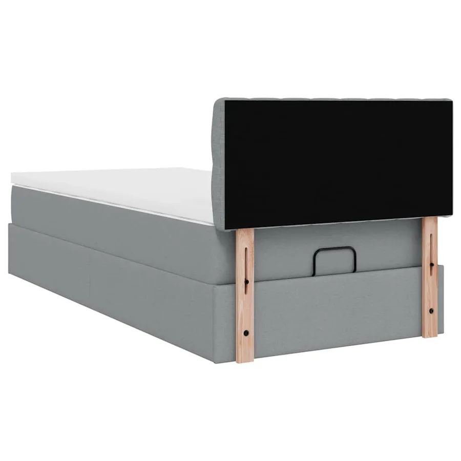 Cadre de lit ottoman avec matelas gris clair 80x200 cm tissu - 8