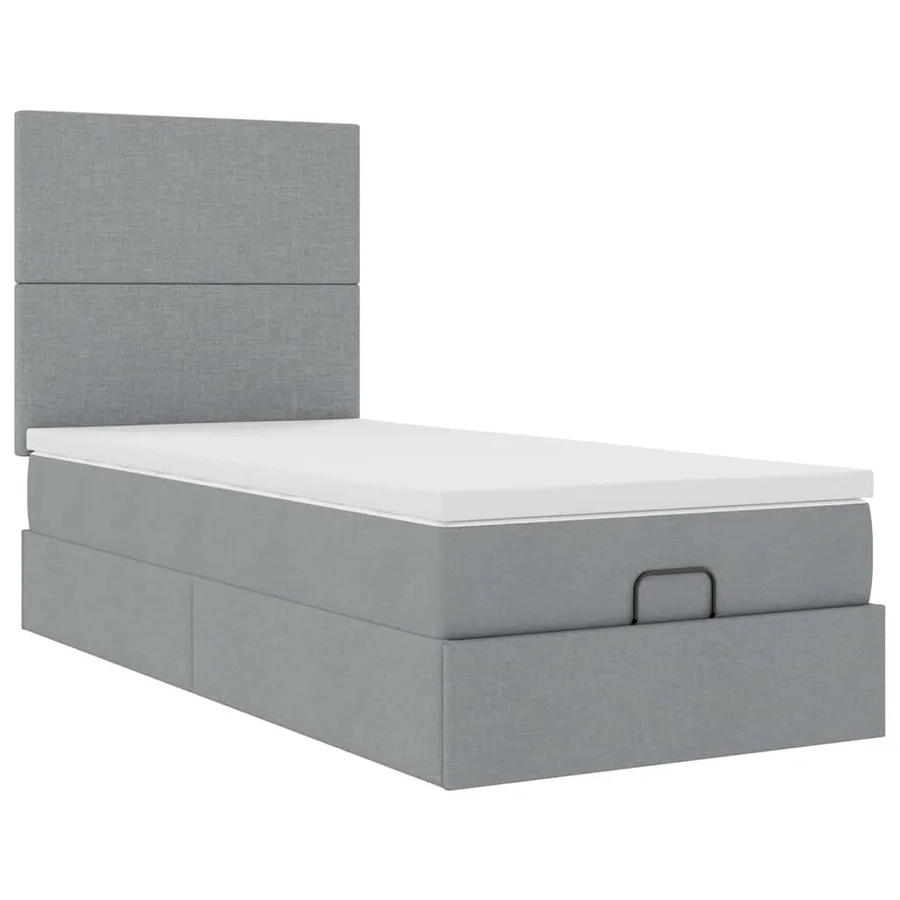 Lit ottoman avec matelas et LED Gris clair 80x200cm tissu - 7