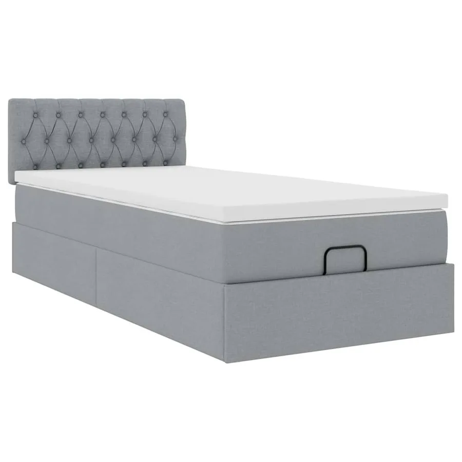 Lit ottoman avec matelas et LED Gris clair 80x200cm tissu - 7