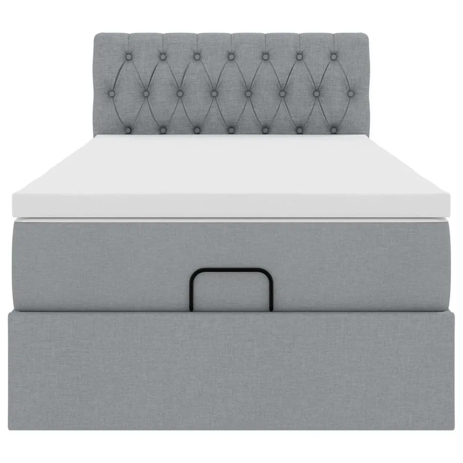Lit ottoman avec matelas et LED Gris clair 80x200cm tissu - 8