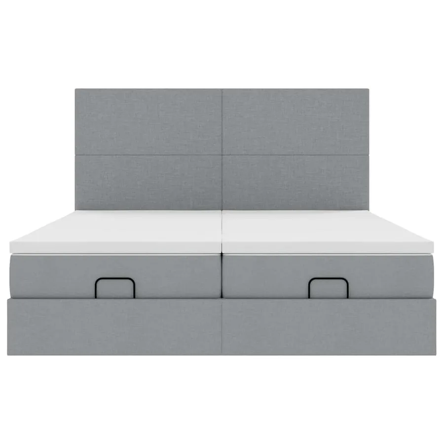 Cadre de lit ottoman et matelas gris clair 160x200cm tissu - 8
