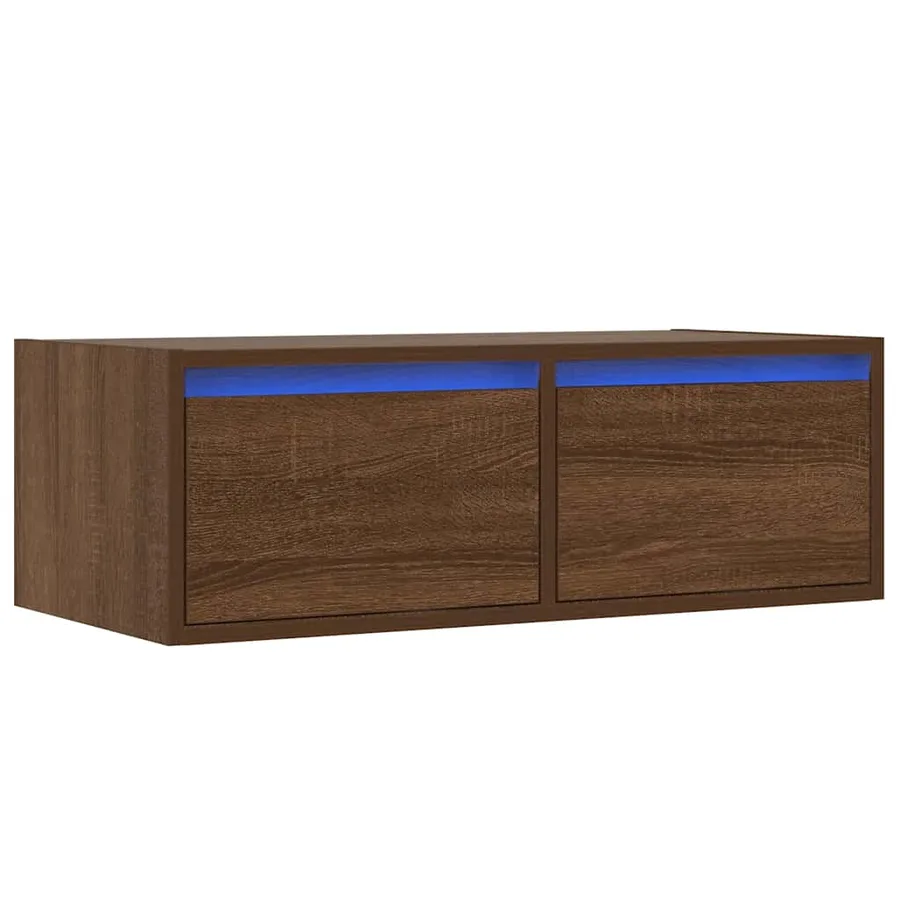 Meuble TV avec lumières LED chêne marron 75x35,5x25 cm - 3