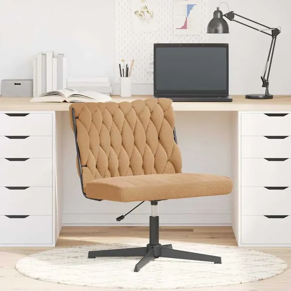 Chaise pivotante de bureau beige bouclé comme de la laine tissu