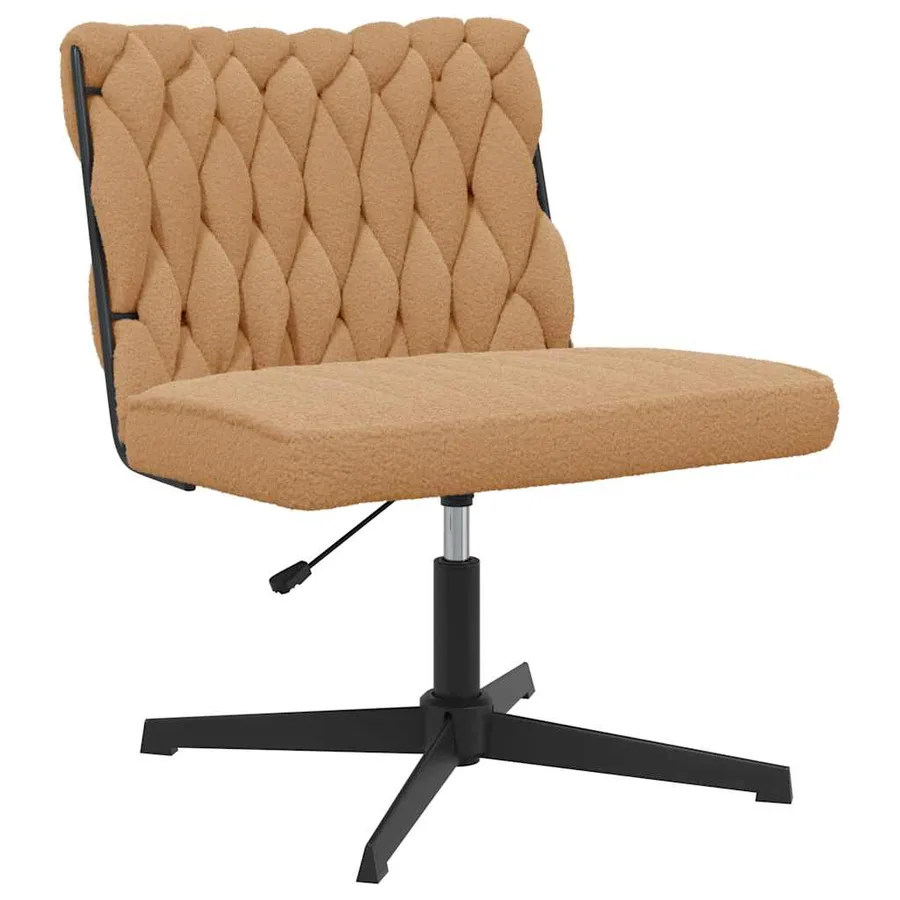 Chaise pivotante de bureau beige bouclé comme de la laine tissu - 2