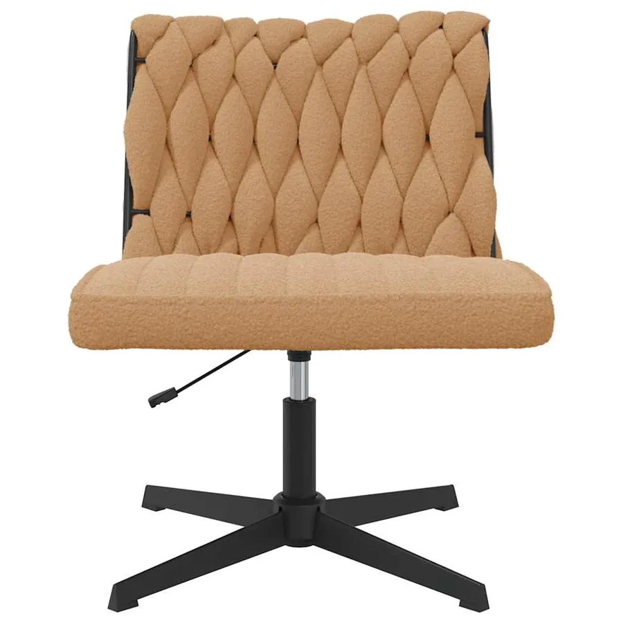 Chaise pivotante de bureau beige bouclé comme de la laine tissu - 4