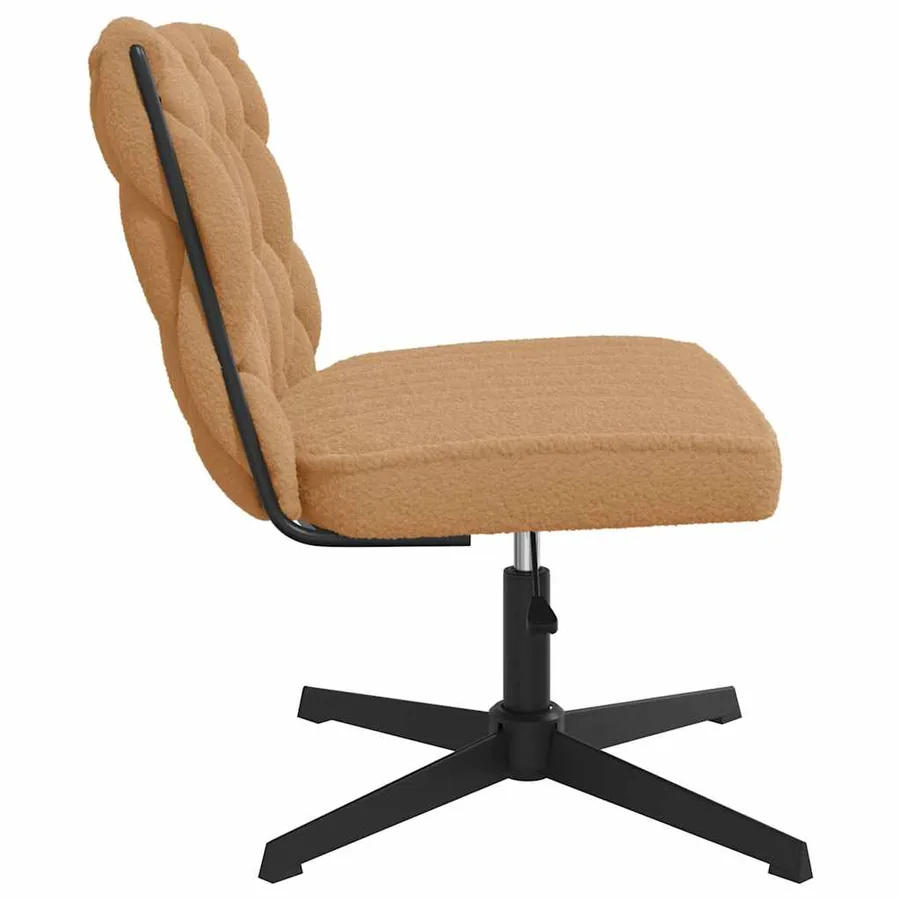 Chaise pivotante de bureau beige bouclé comme de la laine tissu - 5