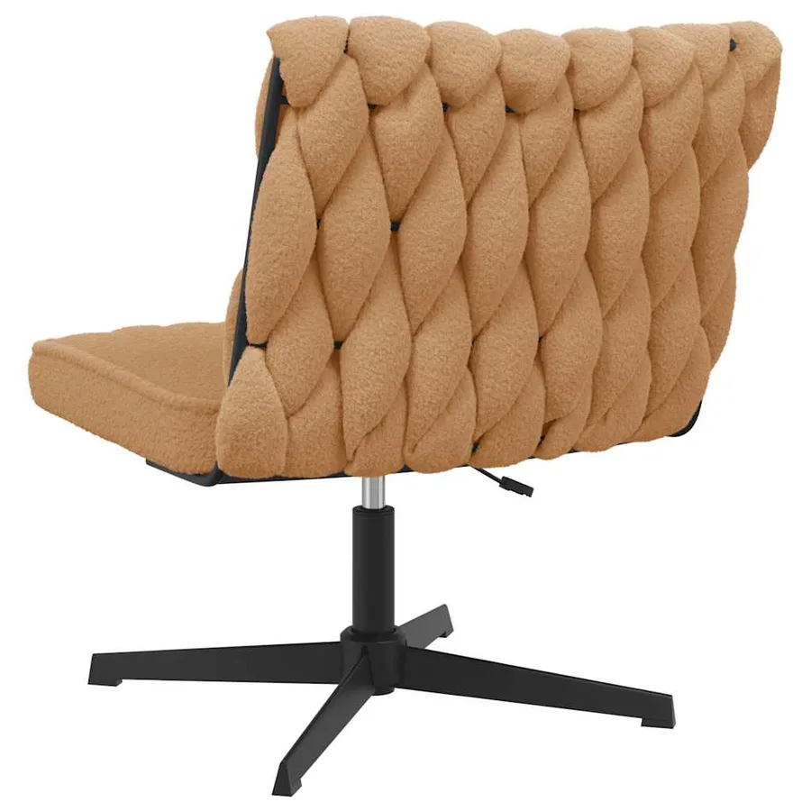 Chaise pivotante de bureau beige bouclé comme de la laine tissu - 6