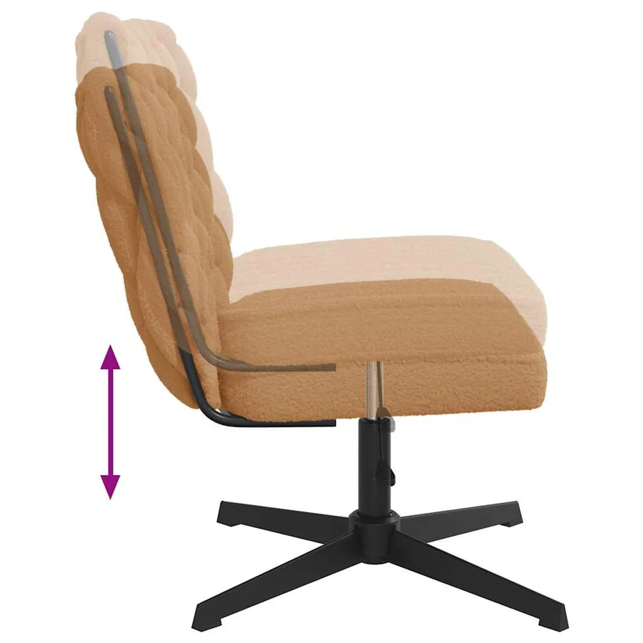 Chaise pivotante de bureau beige bouclé comme de la laine tissu - 7