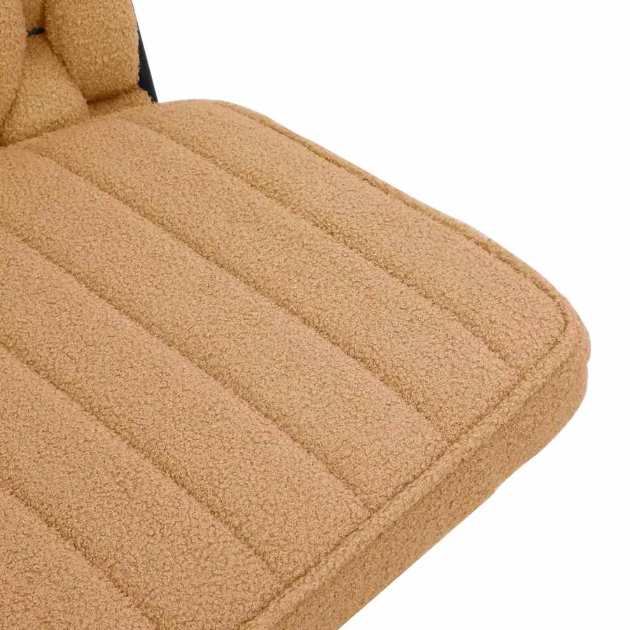 Chaise pivotante de bureau beige bouclé comme de la laine tissu - 8