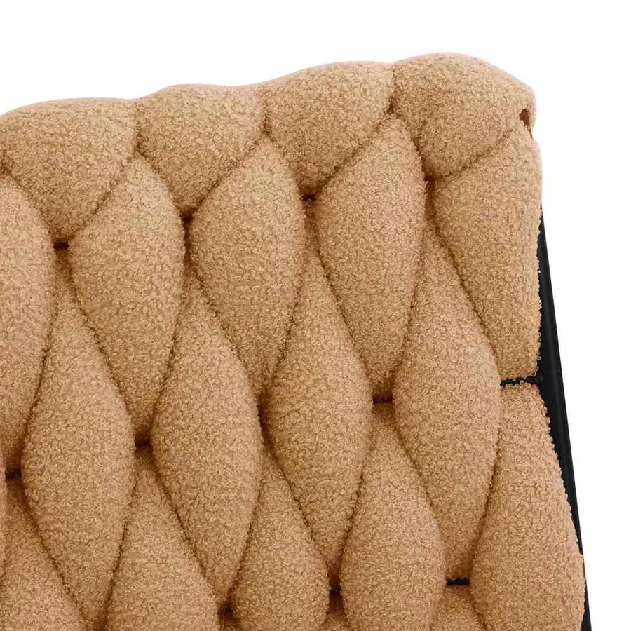 Chaise pivotante de bureau beige bouclé comme de la laine tissu - 9