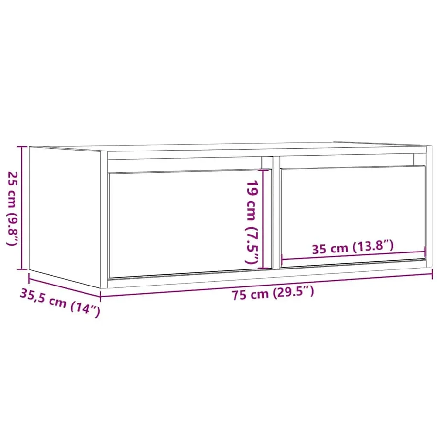 Meuble TV avec lumières LED chêne artisanal 75x35,5x25 cm - 14