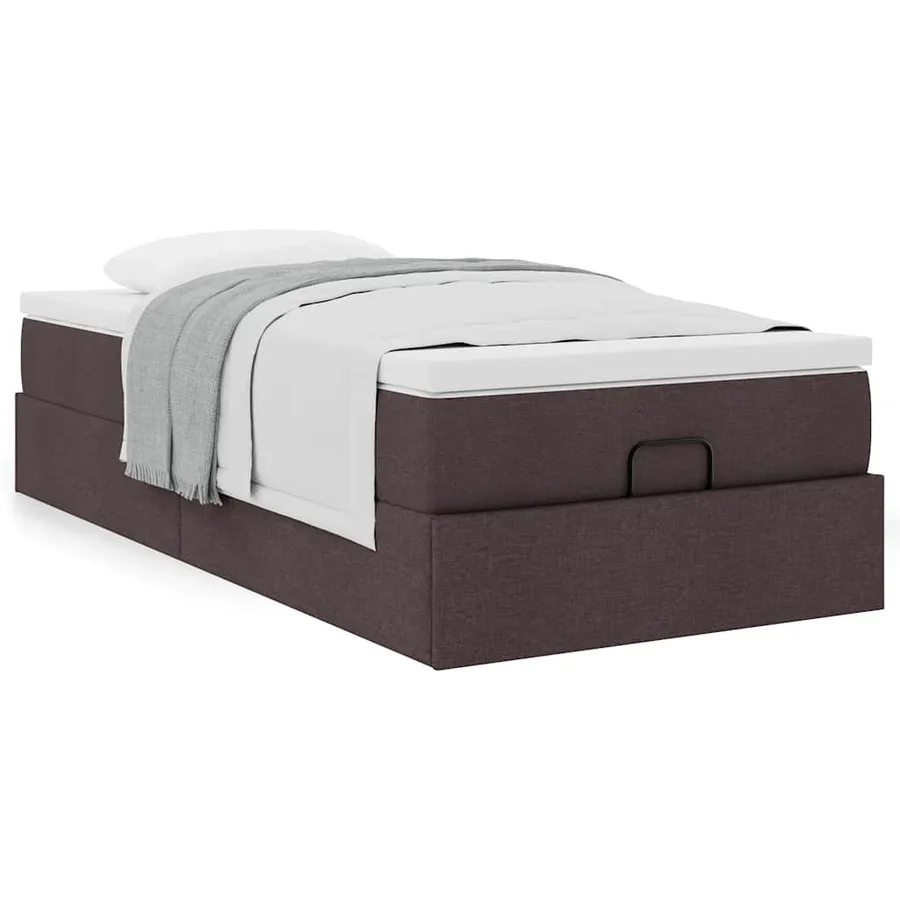 Cadre de lit ottoman avec matelas marron foncé 90x190 cm tissu - 4