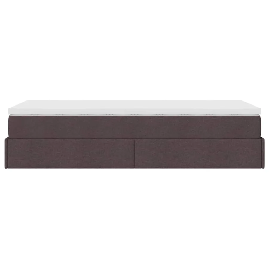 Cadre de lit ottoman avec matelas marron foncé 90x190 cm tissu - 9