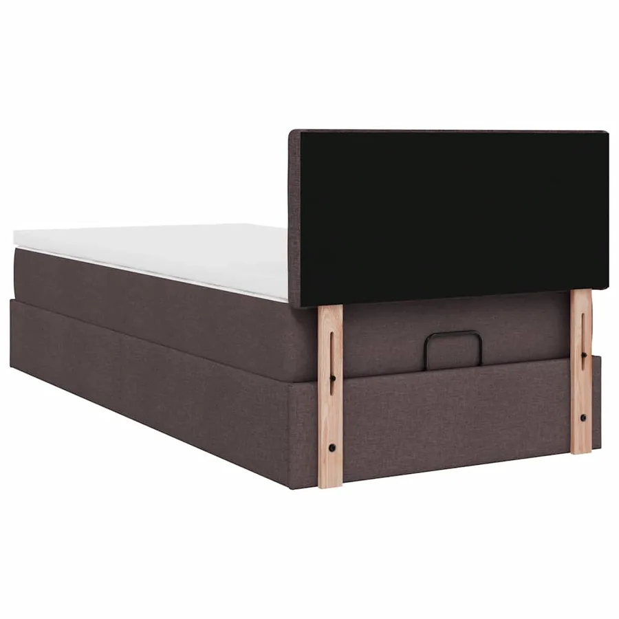 Cadre de lit ottoman avec matelas marron foncé 90x190 cm tissu - 11