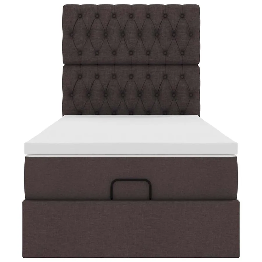 Cadre de lit ottoman avec matelas marron foncé 90x190 cm tissu - 8