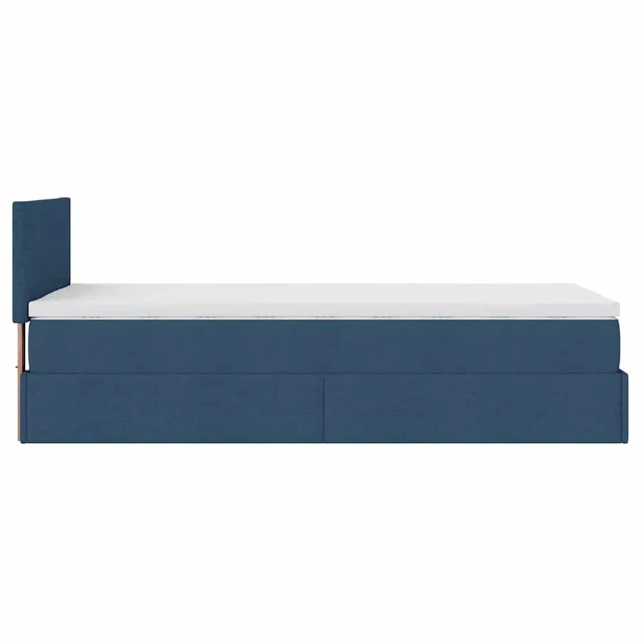 Cadre de lit ottoman avec matelas bleu 90x190 cm tissu - 11