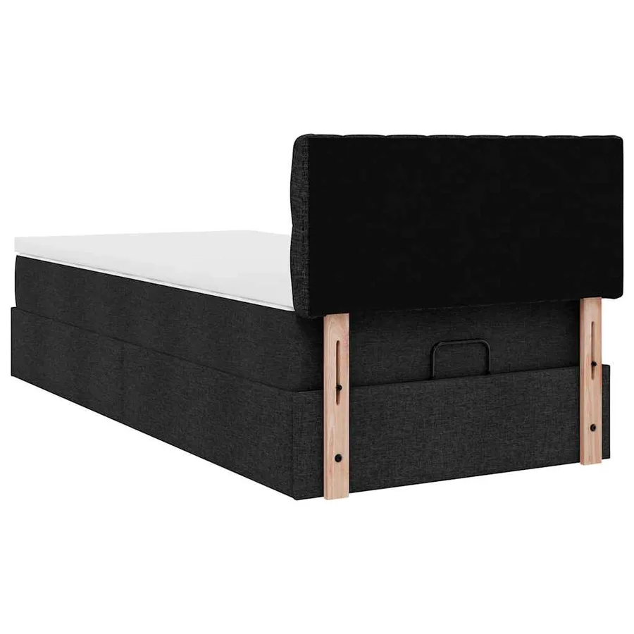 Cadre de lit ottoman avec matelas noir 90x190 cm tissu - 11