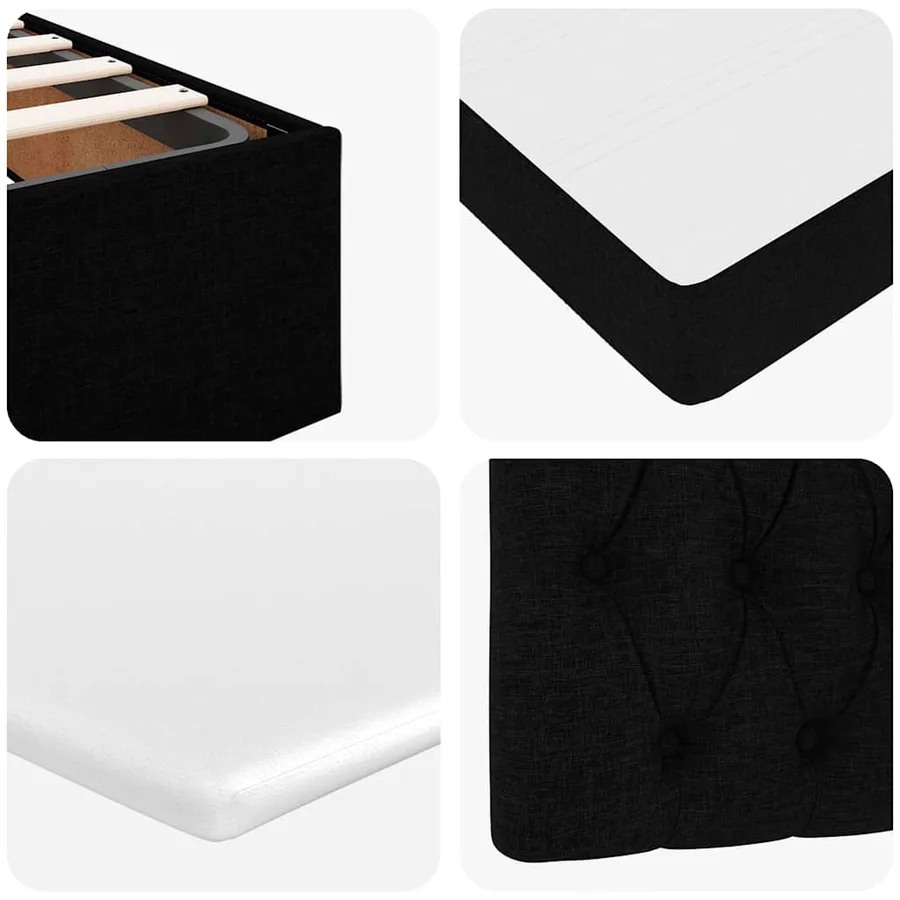 Cadre de lit ottoman avec matelas noir 90x190 cm tissu - 14