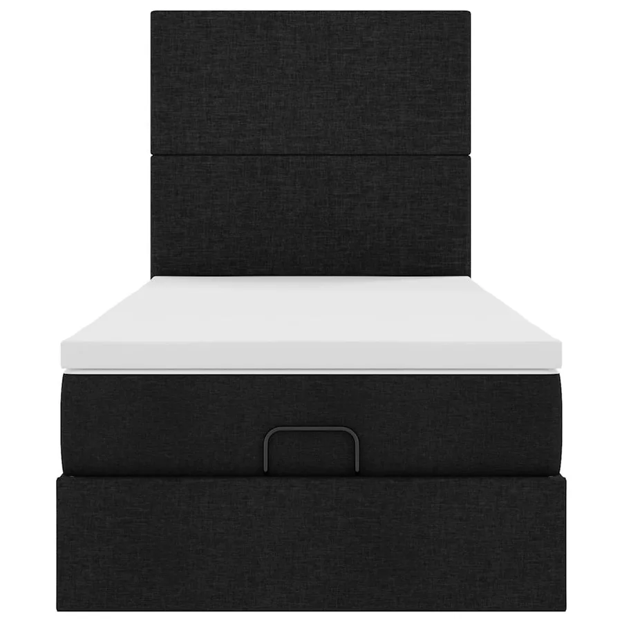 Cadre de lit ottoman avec matelas noir 90x190 cm tissu - 7