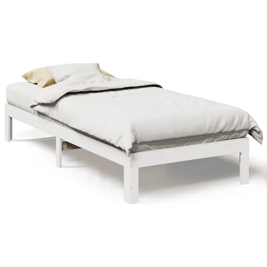 Cadre de lit sans matelas blanc 80x200 cm bois massif de pin - 2