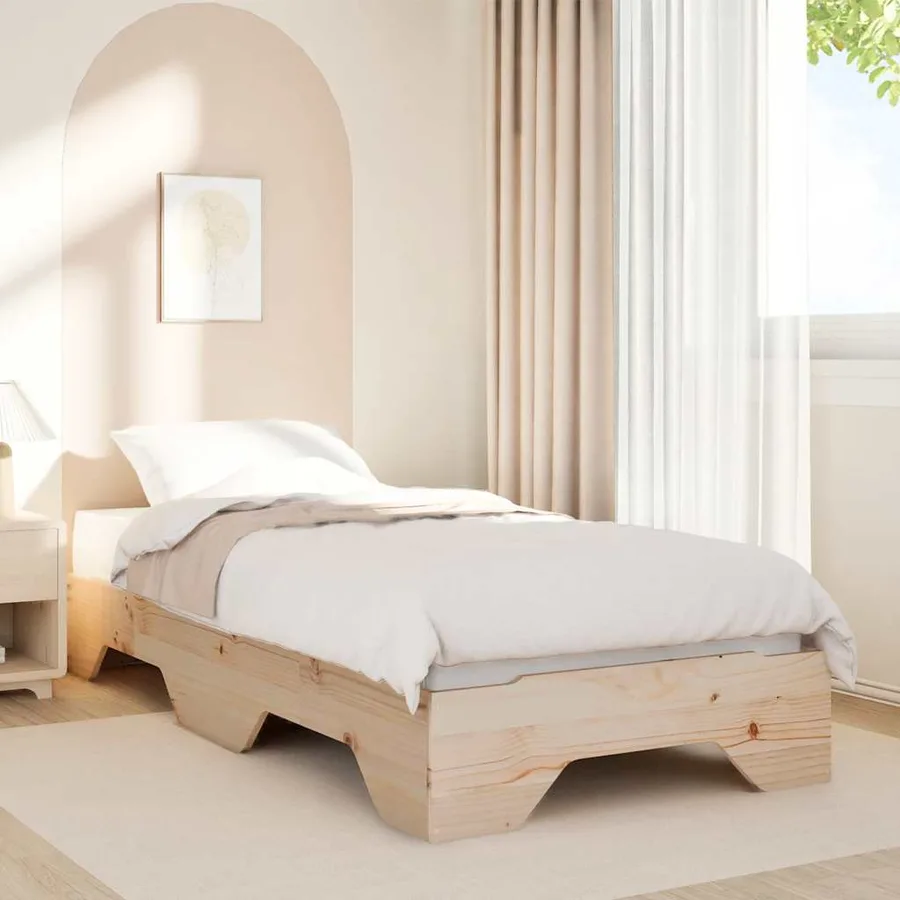 Cadre de lit sans matelas empilable 90x190 cm bois massif - 4