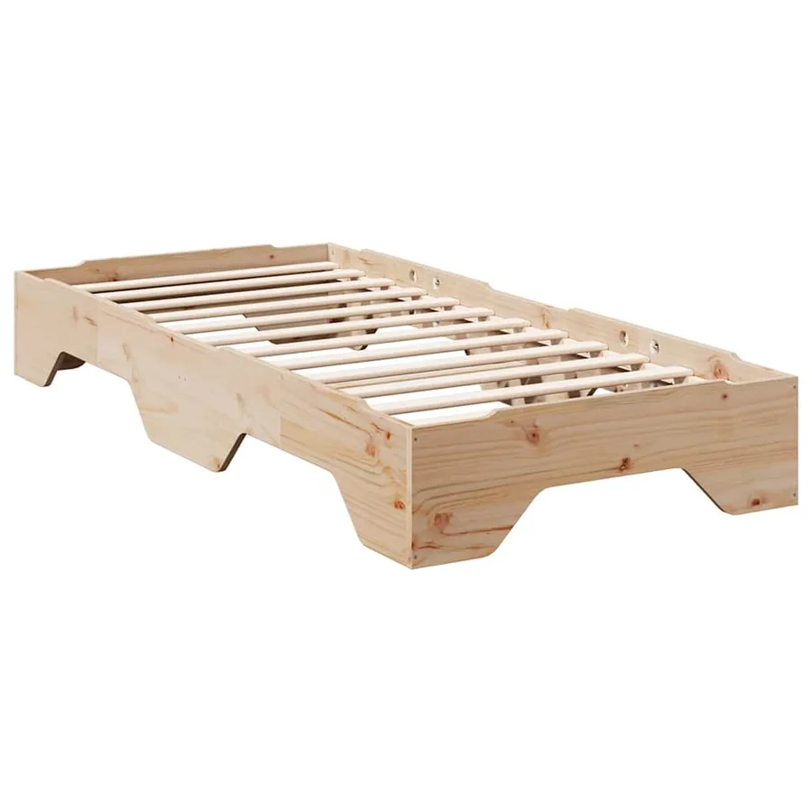 Cadre de lit sans matelas empilable 90x190 cm bois massif - 7