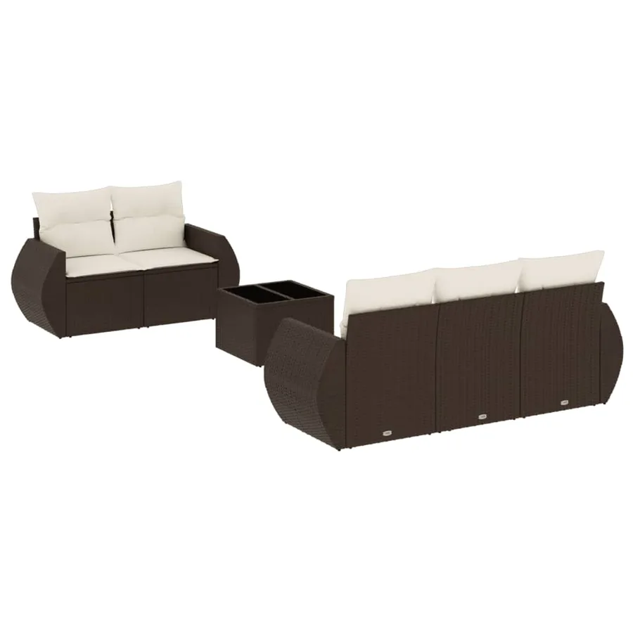 Salon de jardin avec coussins 6 pcs marron résine tressée - 2
