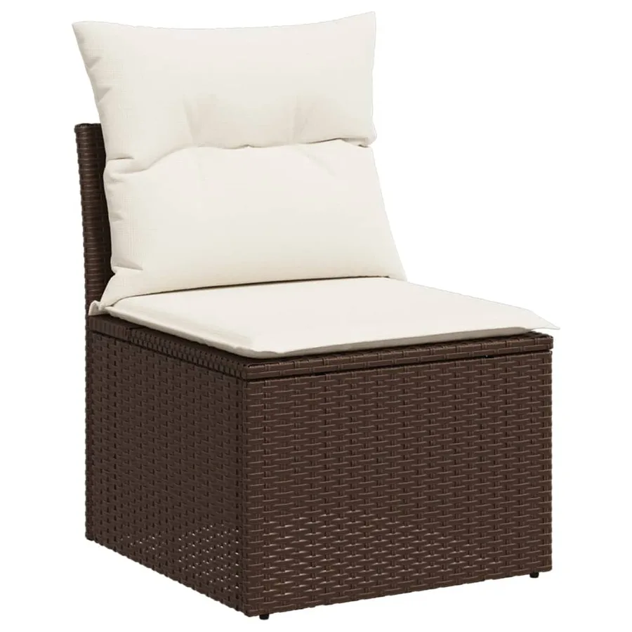 Salon de jardin 8 pcs avec coussins marron résine tressée - 5
