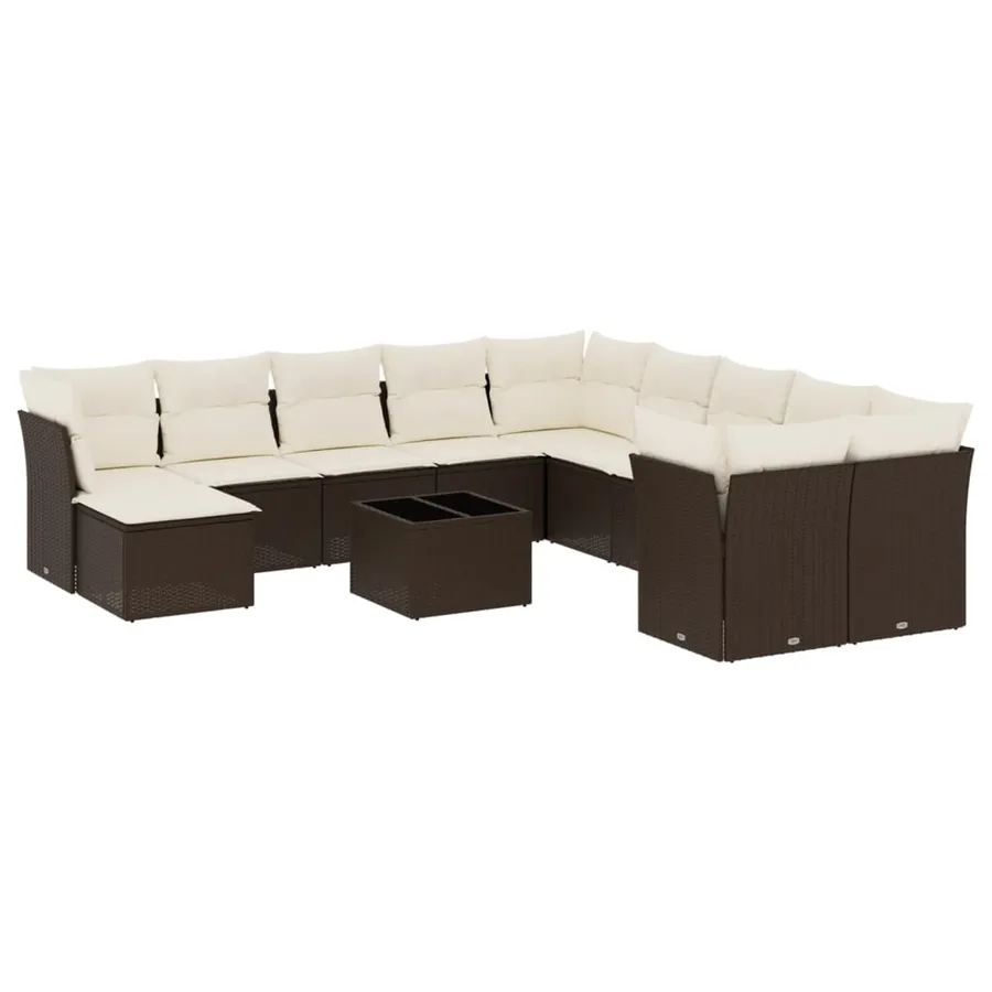 Salon de jardin avec coussins 12 pcs marron résine tressée - 2