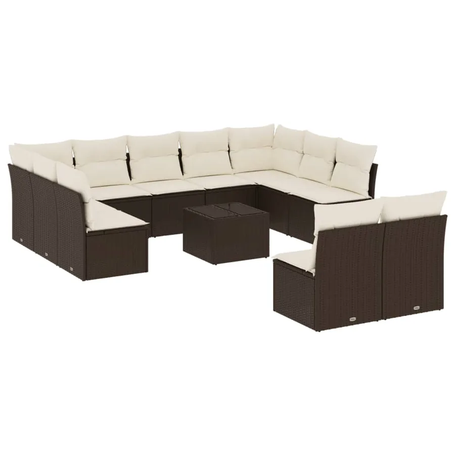 Salon de jardin avec coussins 12 pcs marron résine tressée - 2