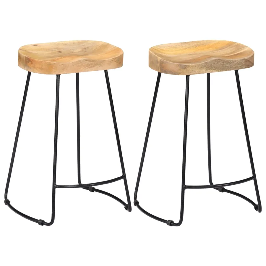 Tabourets de bar Gavin lot de 2 bois de manguier massif
