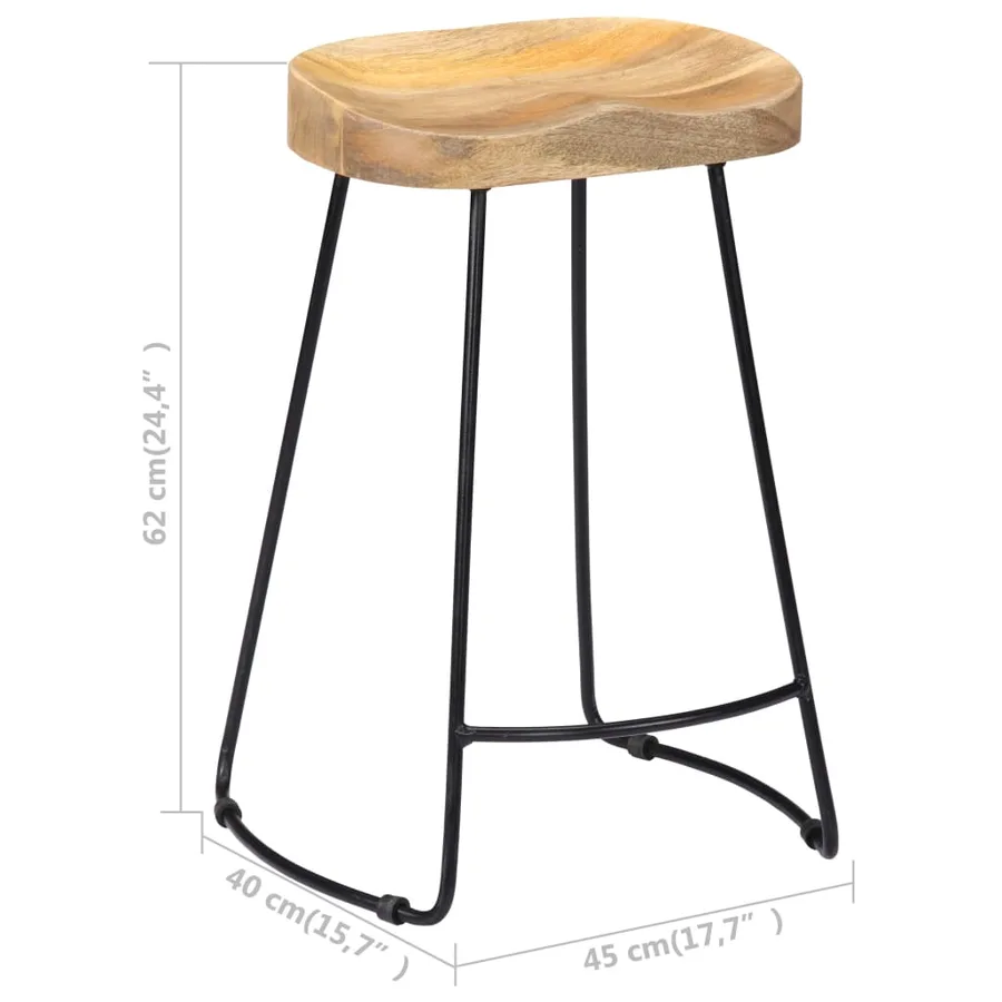Tabourets de bar Gavin lot de 2 bois de manguier massif - 9