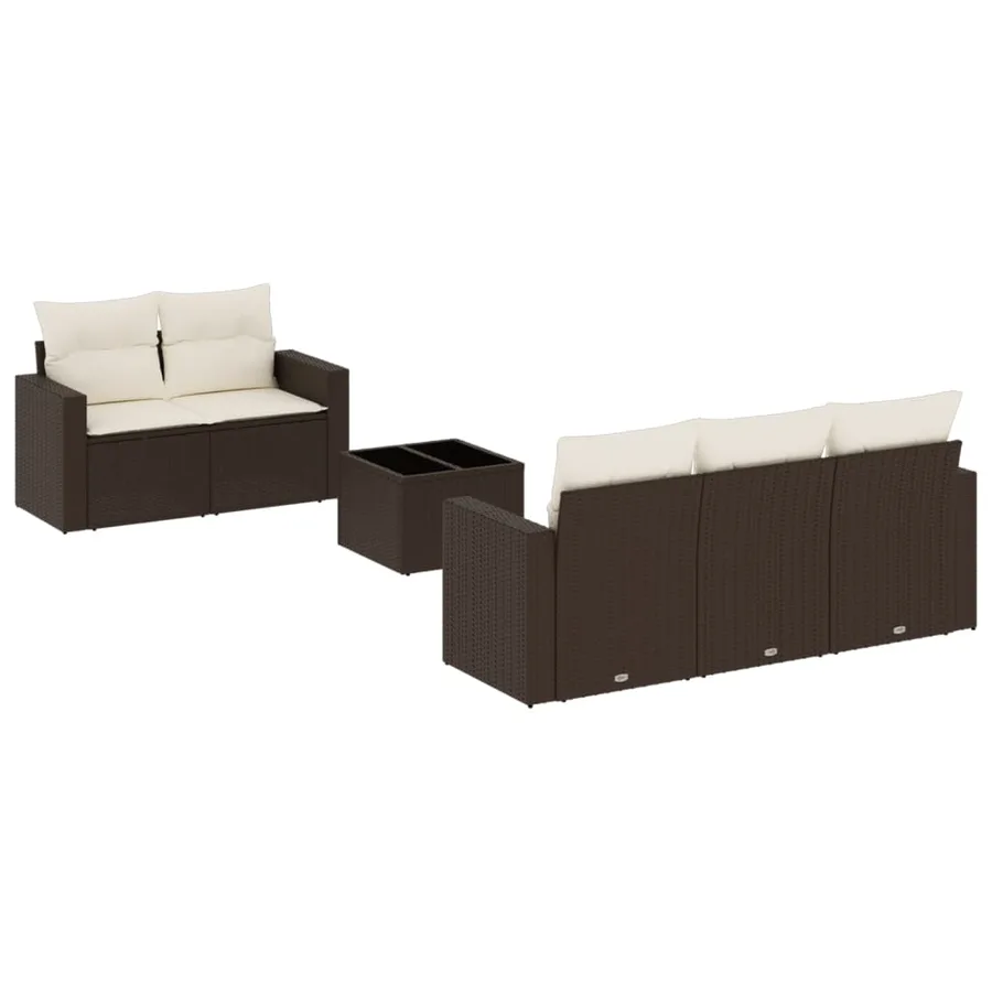 Salon de jardin avec coussins 6 pcs marron résine tressée - 2