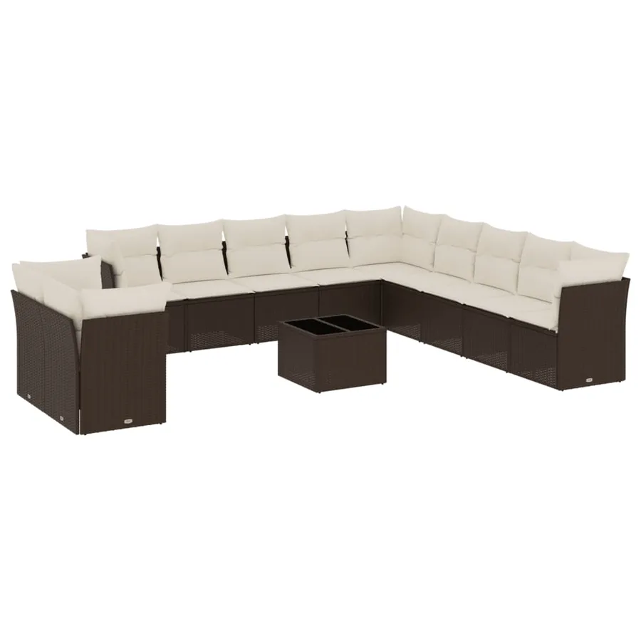 Salon de jardin avec coussins 12 pcs marron résine tressée - 2
