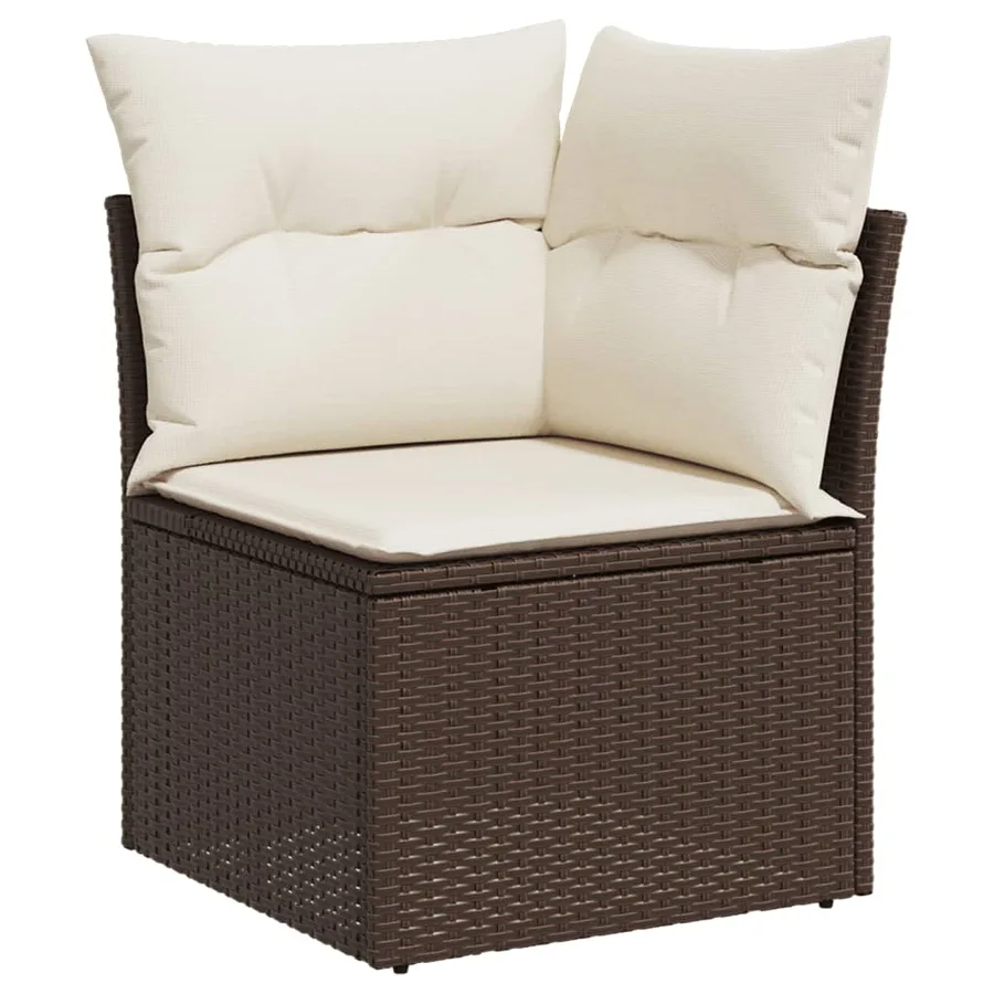 Salon de jardin avec coussins 14 pcs marron résine tressée - 5