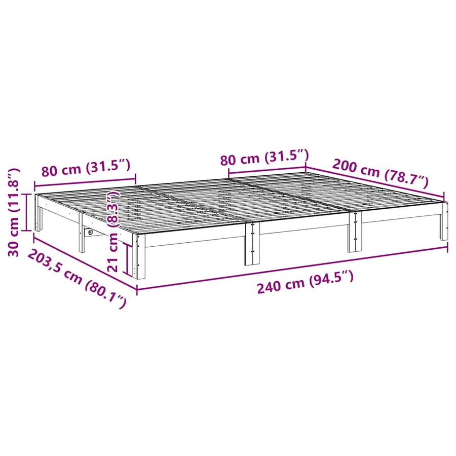Cadre de lit familial sans matelas blanc 240x200 cm - 12