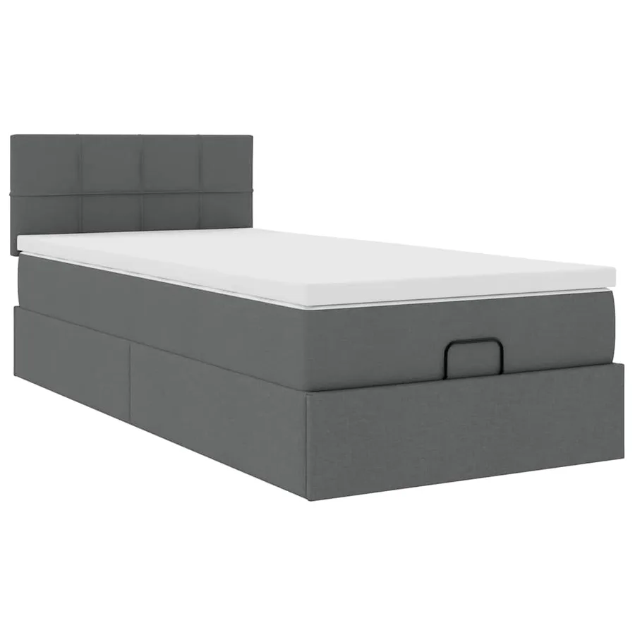Cadre de lit ottoman avec matelas gris foncé 90x190 cm tissu - 6