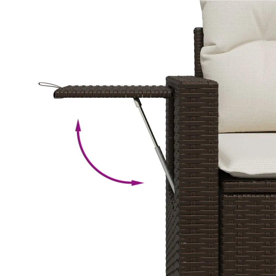 Salon de jardin avec coussins 7 pcs marron résine tressée - 4