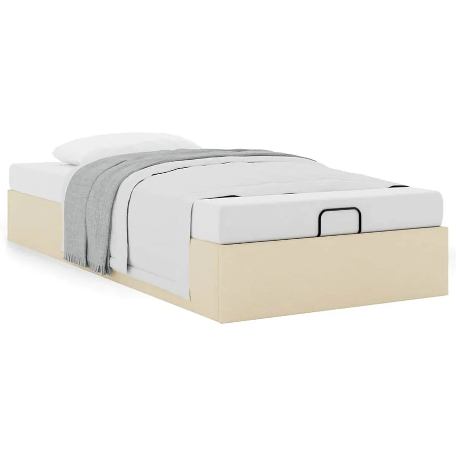 Cadre de lit ottoman sans matelas crème 90x190 cm tissu - 4