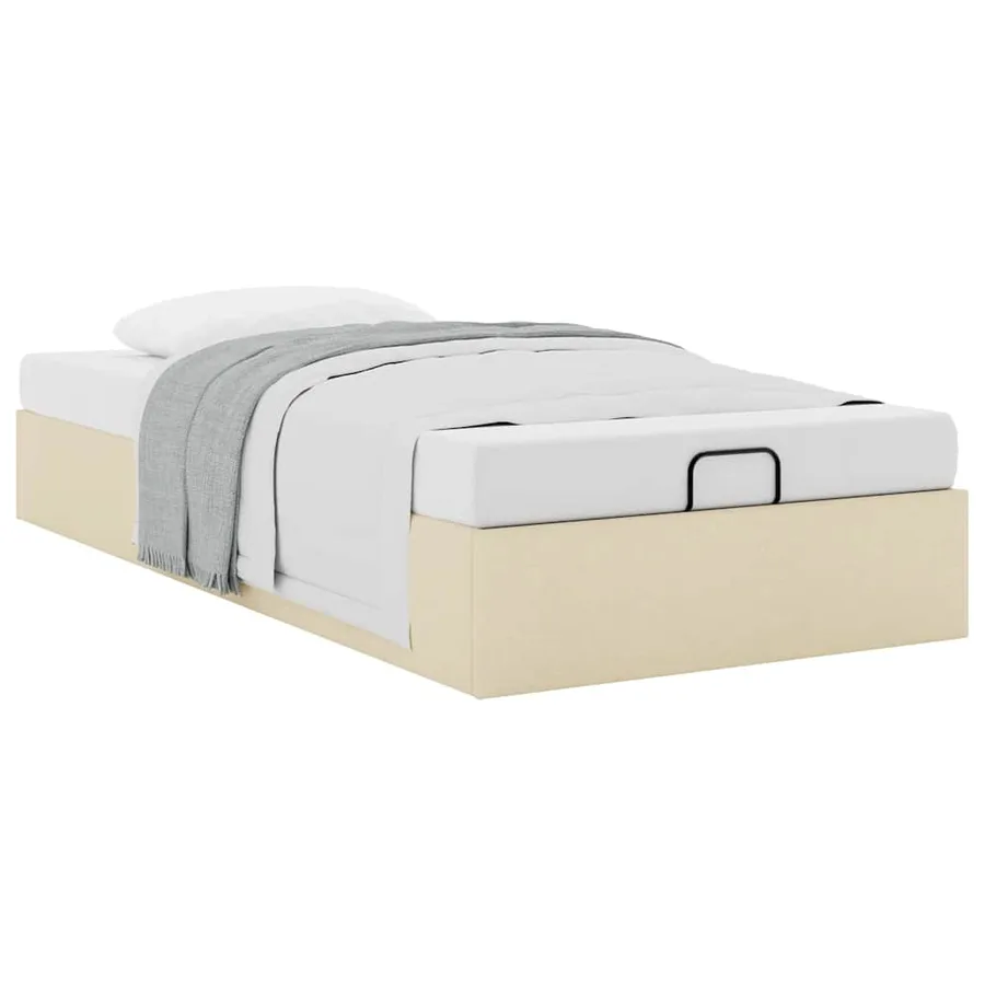 Cadre de lit ottoman sans matelas crème 90x190 cm tissu - 5
