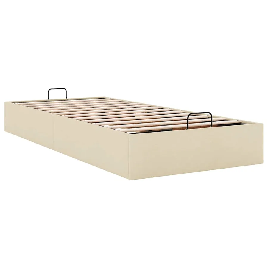 Cadre de lit ottoman sans matelas crème 90x190 cm tissu - 6