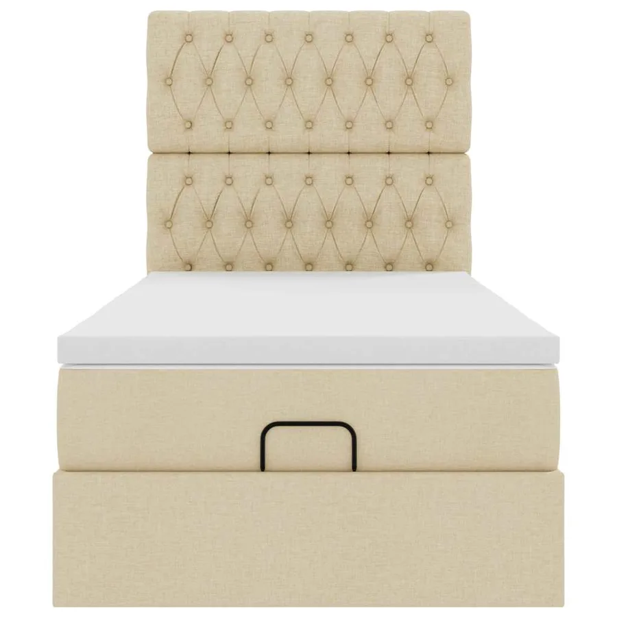 Cadre de lit ottoman avec matelas crème 90x190 cm tissu - 7