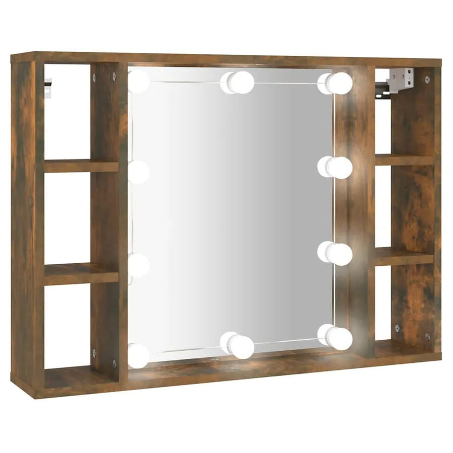 Armoire à miroir avec LED Chêne fumé 76x15x55 cm - 2