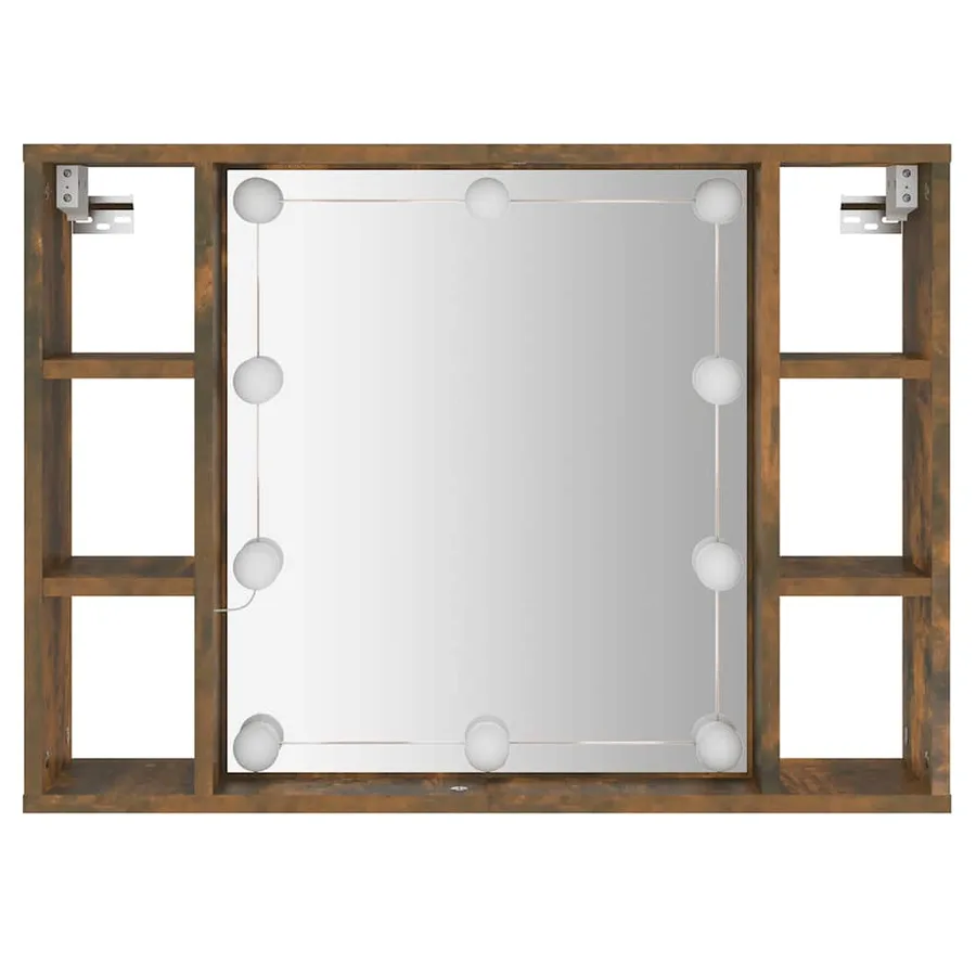 Armoire à miroir avec LED Chêne fumé 76x15x55 cm - 7